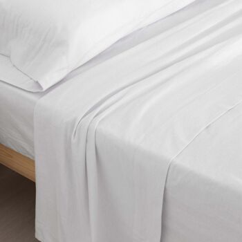 Ensemble de draps en flanelle blanche 100% coton 12