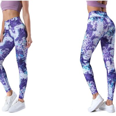 Purple printed sports leggings