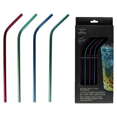 4 Reusable Stainless Steel Straws