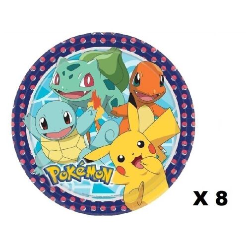 8 Assiettes Rondes Papier Pokémon