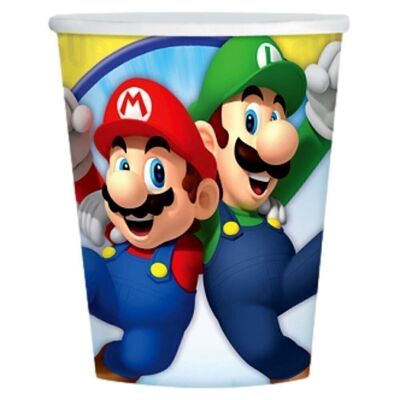 8 vasos de papel de Super Mario