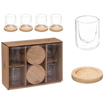 Caja de 4 Tazas de Café Portavasos de Bambú