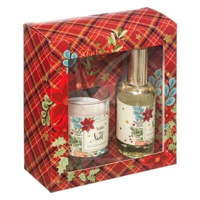 Coffret Cadeau Bougie + Spray Parfumée Noël