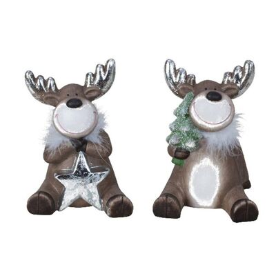 Sitting Reindeer Christmas Decoration 16Cm