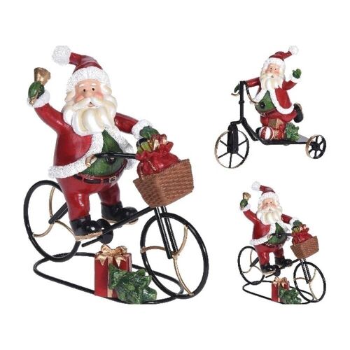 Décoration Père Noël Sur Vélo 16Cm