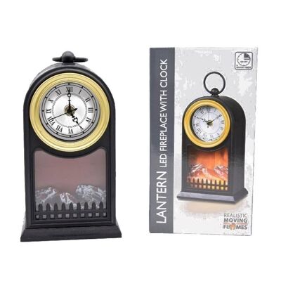 Led Fireplace Lantern + Clock