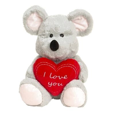 Plush Mouse Heart "I Love You" 30Cm
