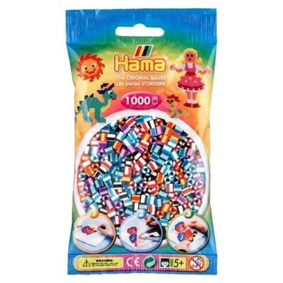 Bag of 1000 Mixed Hama Ironing Beads Stripe
