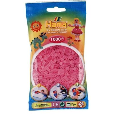 Beutel mit 1000 durchscheinenden rosa Hama-Bügelperlen