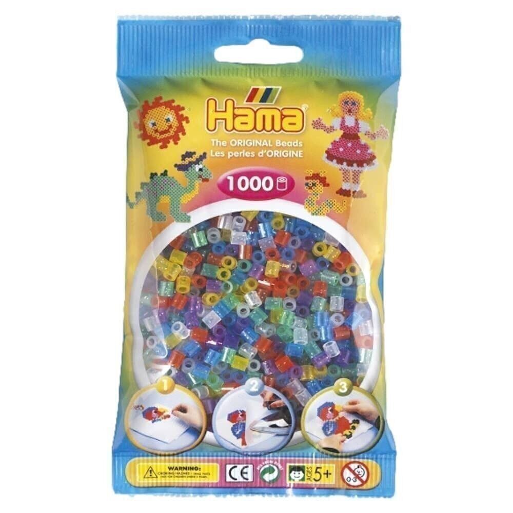 Bag of 1000 Transparent Glittery Hama Ironing Beads