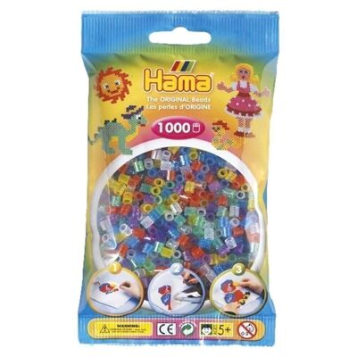 Bag of 1000 Transparent Glittery Hama Ironing Beads