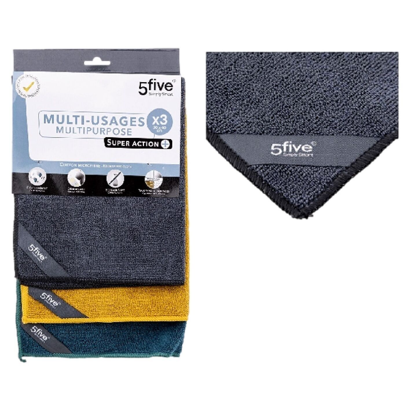 Set di 3 panni in microfibra