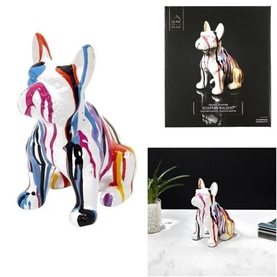 Estatua de Bulldog de cerámica multicolor
