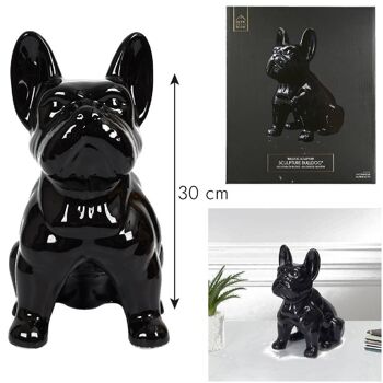 Statue Bulldog Céramique Noir 30cm 1