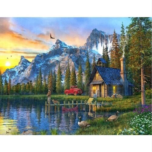 Diamond Painting The Lake House, 45x30 cm, Square Drills