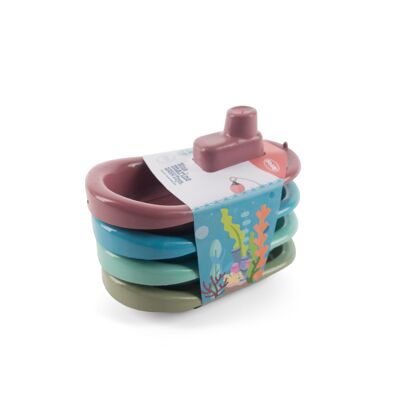 Bioplastic toy - Blue Marine Toys - Set of 4 boats - 15.5x12.5x9.5cm