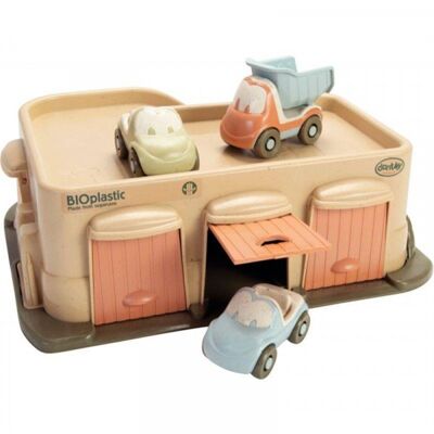 Bioplastic toy - Organic - Garage with 3 cars 35x16.5x28cm