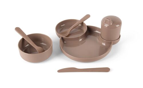 Jouet en bioplastique - Tiny - Set cadeau diner - Mocca - Boîte cadeau 30x7x23,5cm