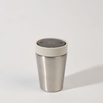 Tasse circulaire en acier inoxydable 8oz galet blanc (1 x pack 8) tasse à café réutilisable durable 2