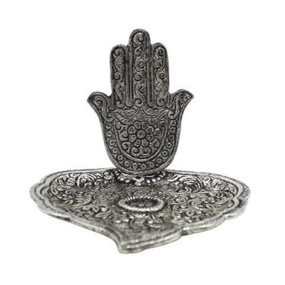 Porte-encens Main de Hamsa Argent Finition Antique