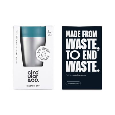 Tasse circulaire en acier inoxydable 8oz vert aigue-marine (1 x pack 8) tasse à café réutilisable durable
