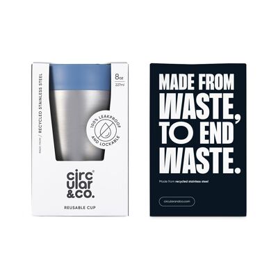 Tasse circulaire en acier inoxydable 8oz Rockpool Blue (1 x pack 8) Tasse à café réutilisable durable
