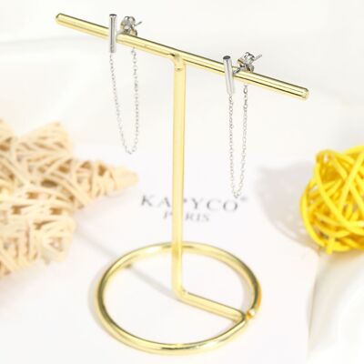 Steel earrings with chain linked to the tip - BO100211
