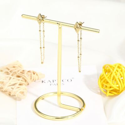 Steel earrings with chain - BO100213