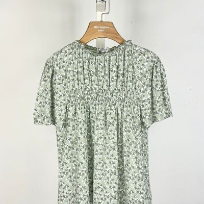 Liberty floral top gathered on the front for girls