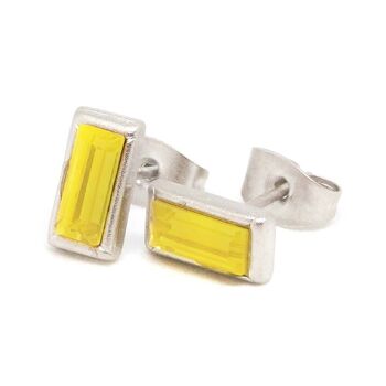 Baguette Earring 01 - Boucle d'oreille clou rectangulaire en cristal 10