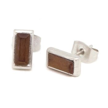 Baguette Earring 01 - Boucle d'oreille clou rectangulaire en cristal 11