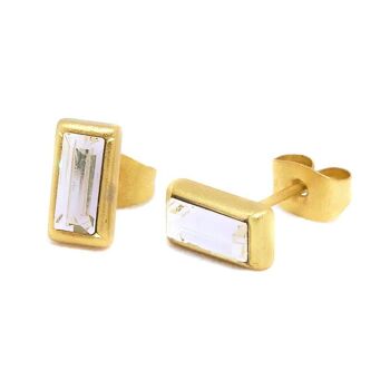 Baguette Earring 01 - Boucle d'oreille clou rectangulaire en cristal 13