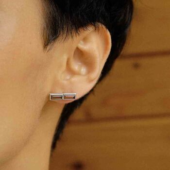 Baguette Earring 02 - clous d'oreilles allongés en cristal 2