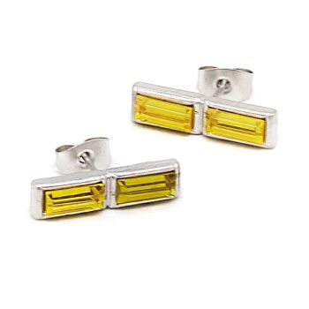 Baguette Earring 02 - clous d'oreilles allongés en cristal 10