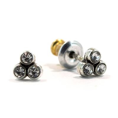 Basics Mini Earring 02 - Minimaliste, avec 3 cristaux