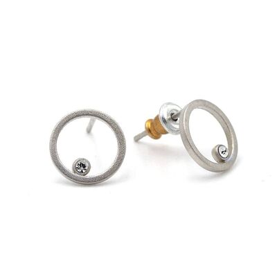 Basics Earring 12 - Circle stud earrings with crystal