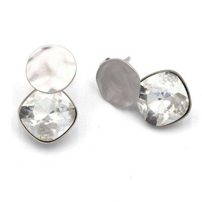 Basics Earring 09 - Elegant crystal stud with plate