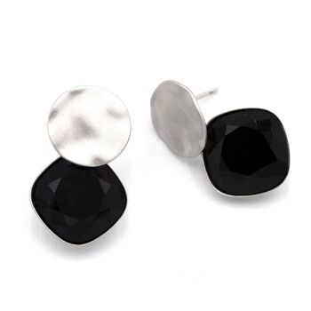Basics Earring 09 - Élégant clou en cristal avec plaque 13