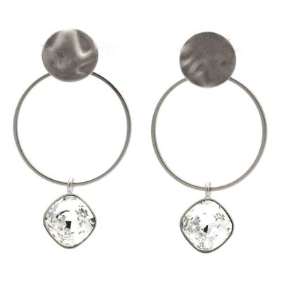 Basics Earring 10 - Orecchini a lobo con piastre e cristalli