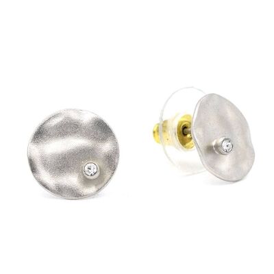 Basics Earring 15 - Elegant plate stud with crystal