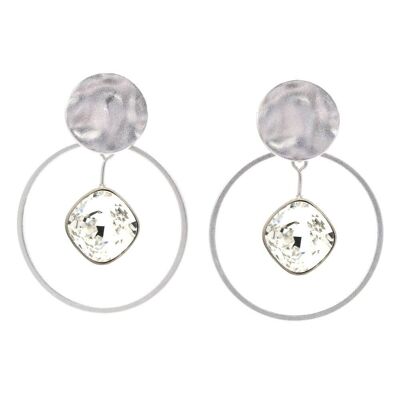 Basics Earring 18 - plate stud with creole and crystal