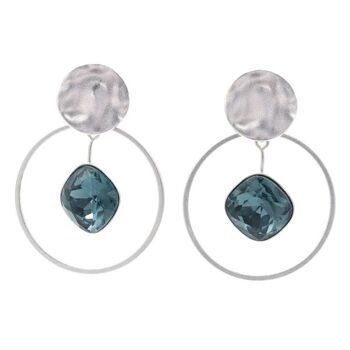 Boucle d'oreille Basics 18 - clou en plaque avec créole et cristal 11