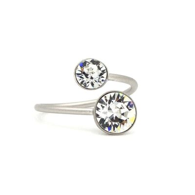 Basics Ring 10 - Adjustable ring with 2 crystals