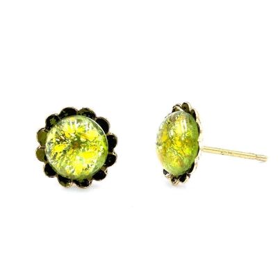 Bohemia Antik Earring 03 - flower shape, with glass cabouchon