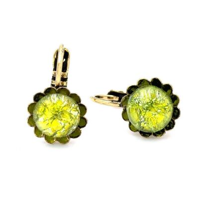 Bohemia Antik Earring 04 - flower shape pendant, with glass stone