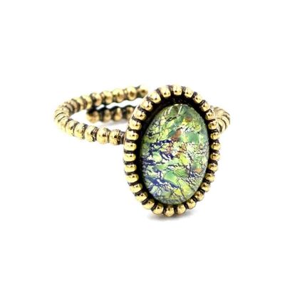 Bohemia Antik Ring 03 - Romantic, with oval glass stone