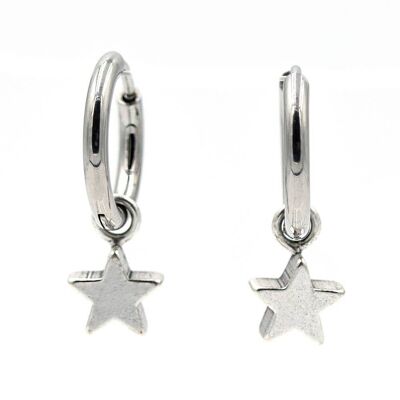 Stainless steel earring 09 hoops with pendant