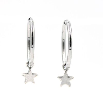 Stainless steel earring 12 hoops with pendant