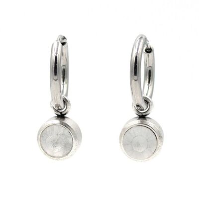 Stainless steel earring 14 hoops with pendant