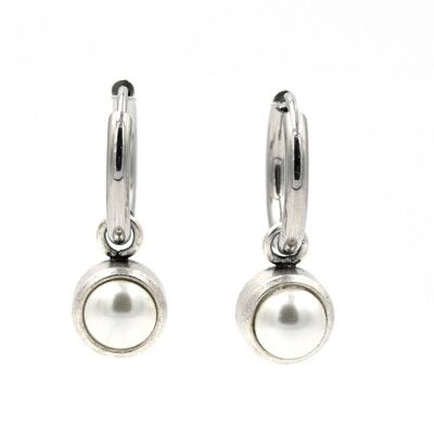 Stainless steel earring 17 hoops with pendant